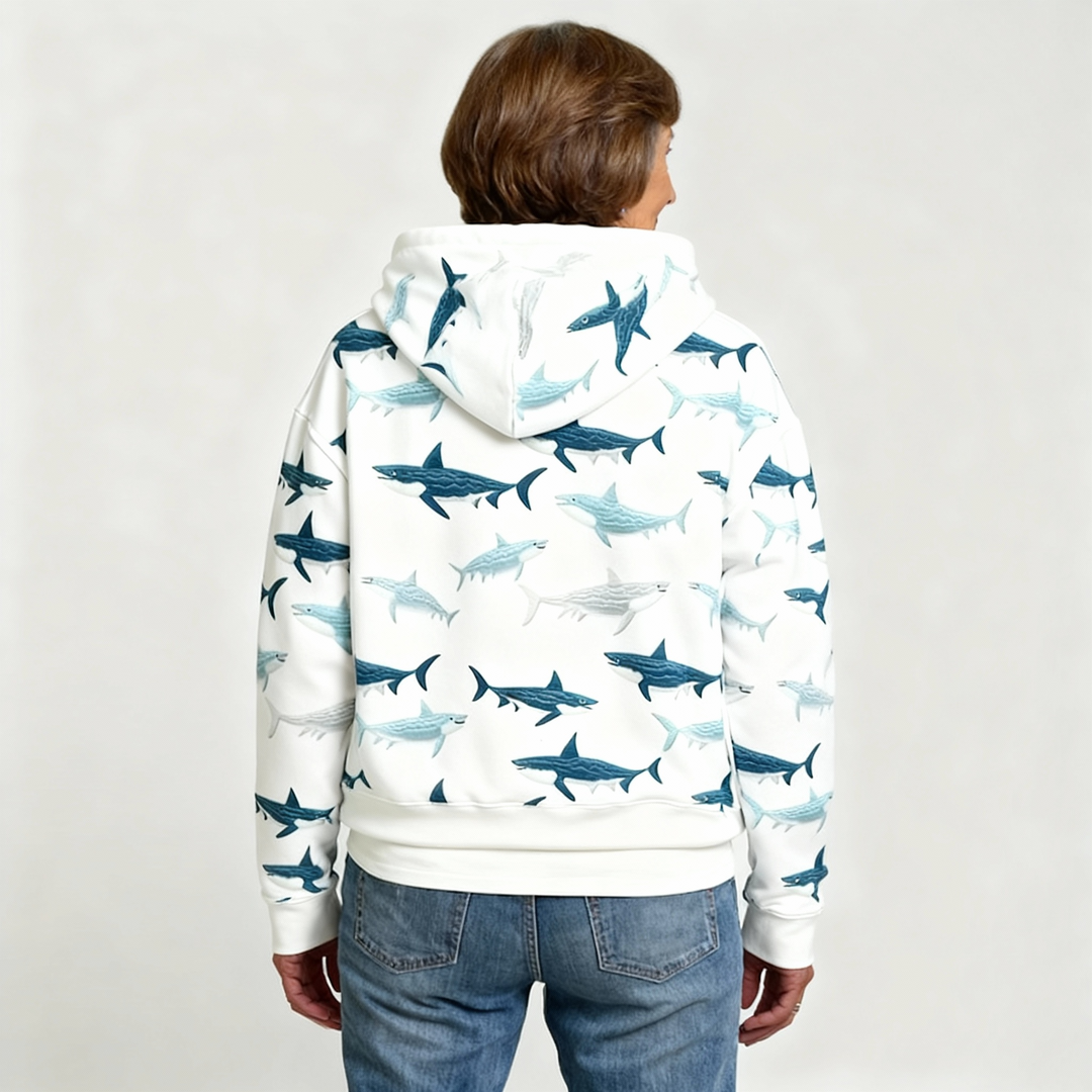 Geertrui | Zachte Hoodie met Haaienprint