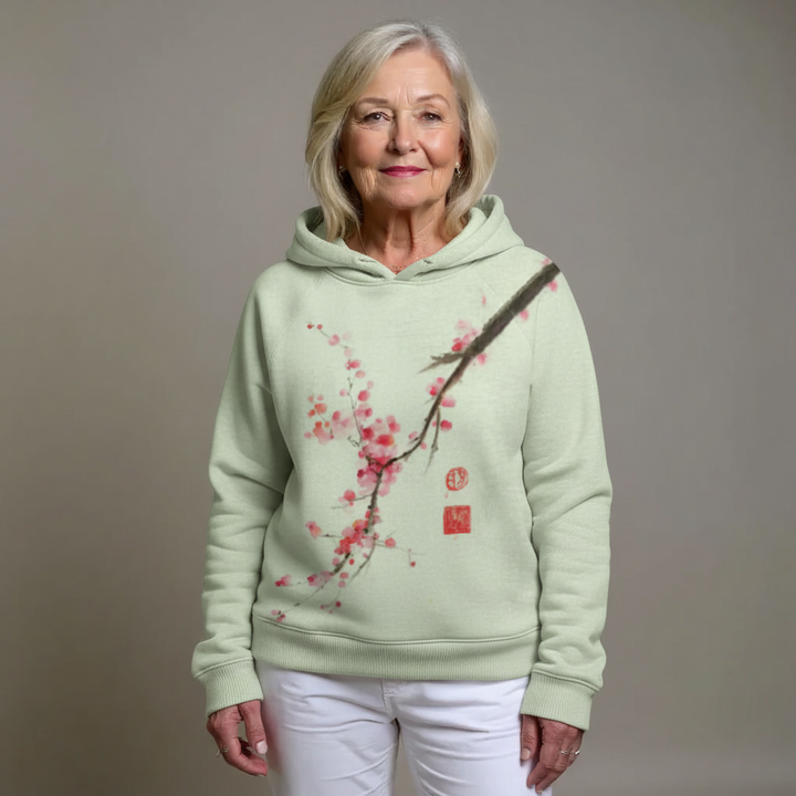 Aafje | Zachte Loungehoodie met Bloesemprint
