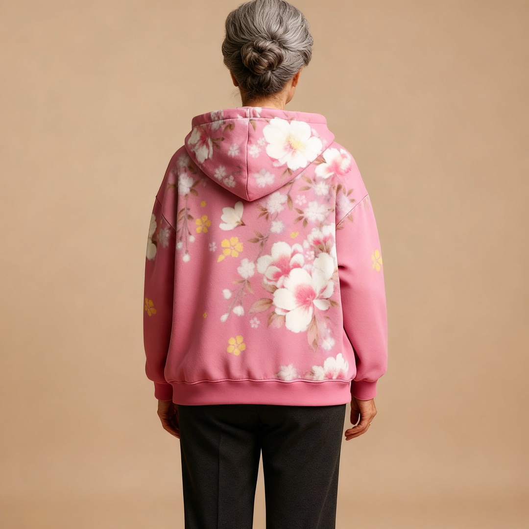 Johanna | Zachte Bloemenhoodie met Capuchon