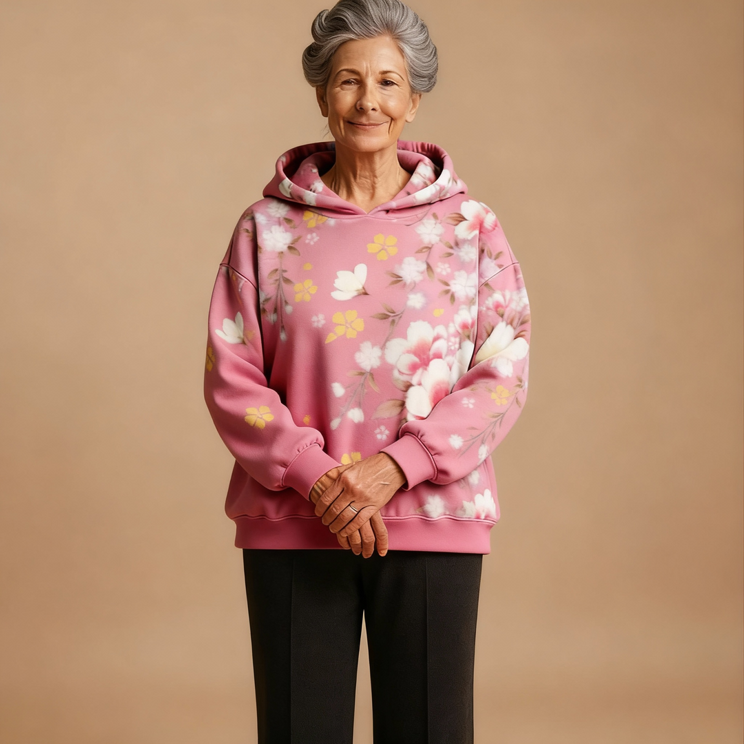 Johanna | Zachte Bloemenhoodie met Capuchon