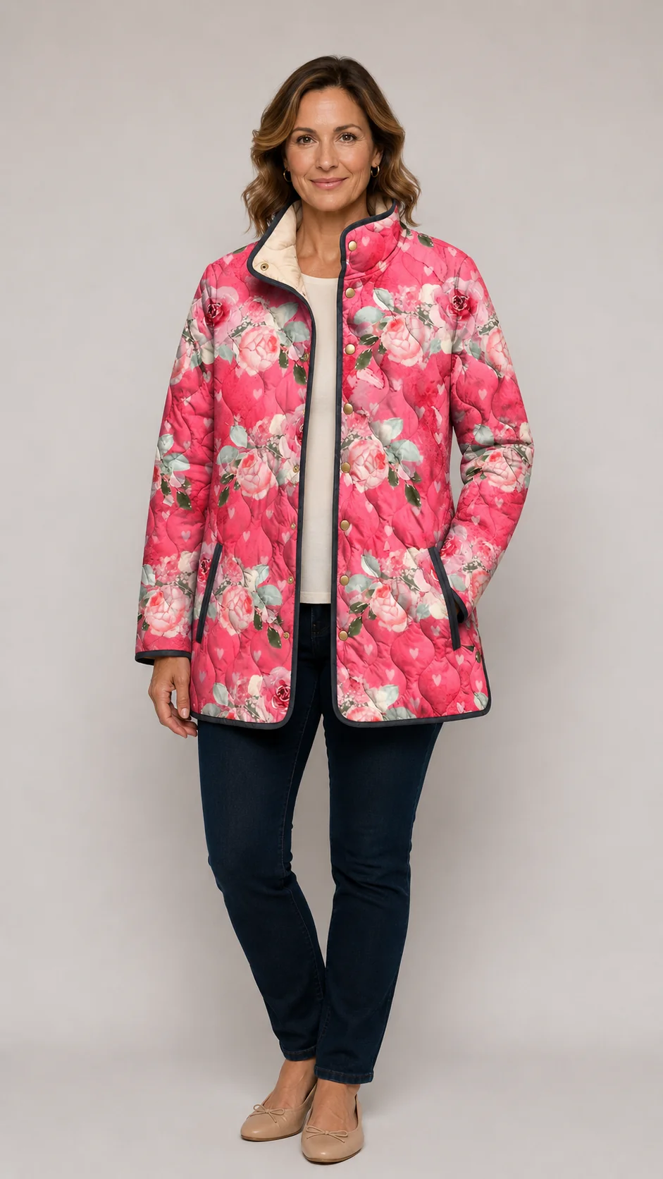 Maud | Gewatteerd Jack met Bloemenprint