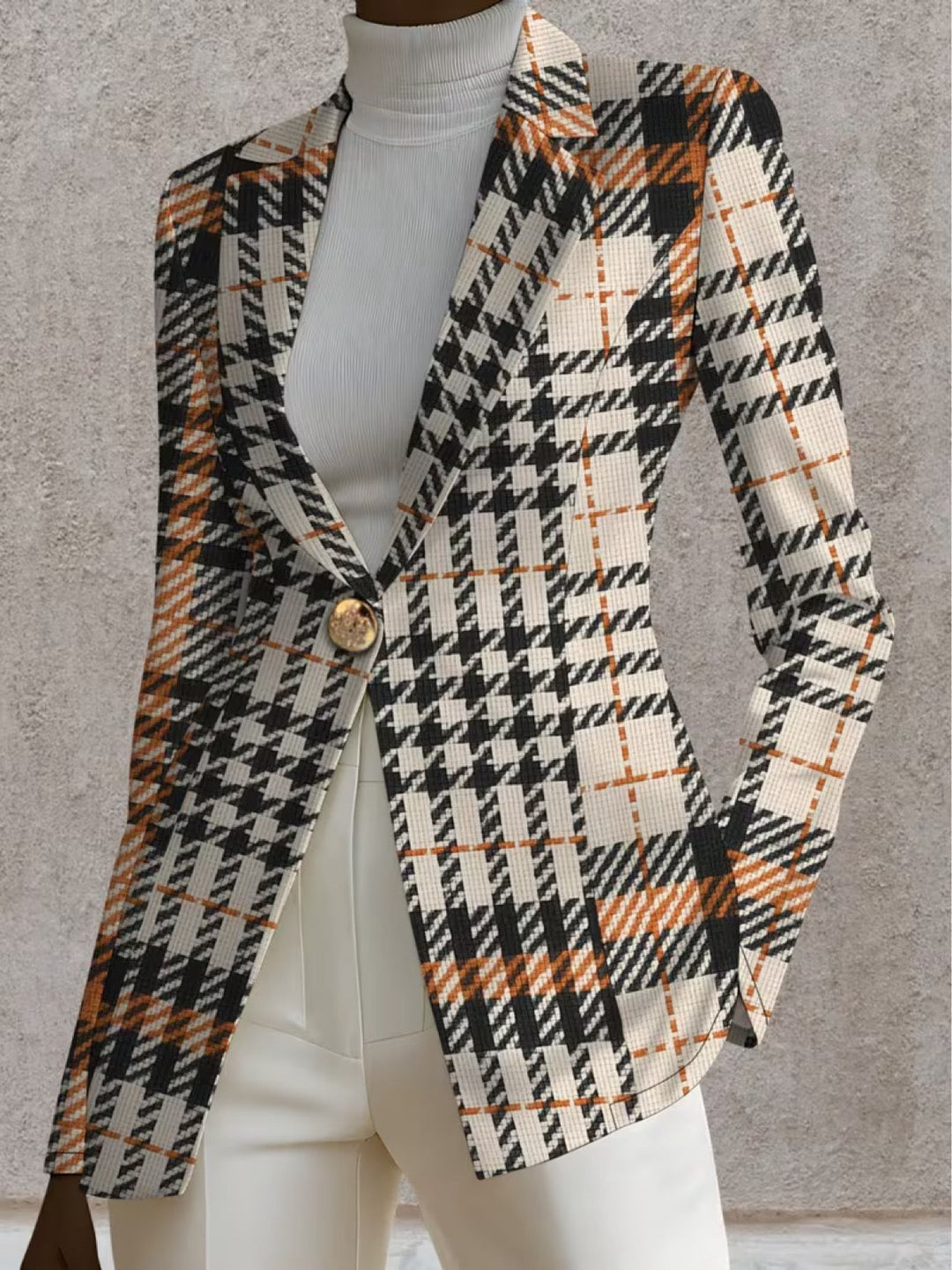 Leontien | Verfijnde Geruite Blazer