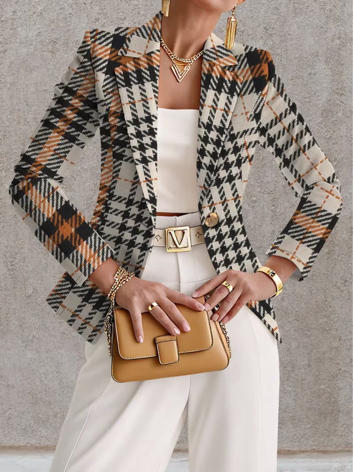 Leontien | Verfijnde Geruite Blazer