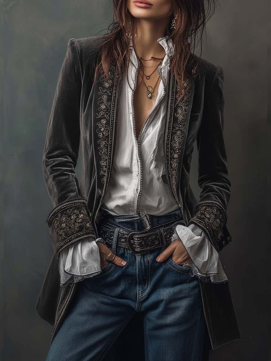 Rosalie | Geborduurde Lange Jas