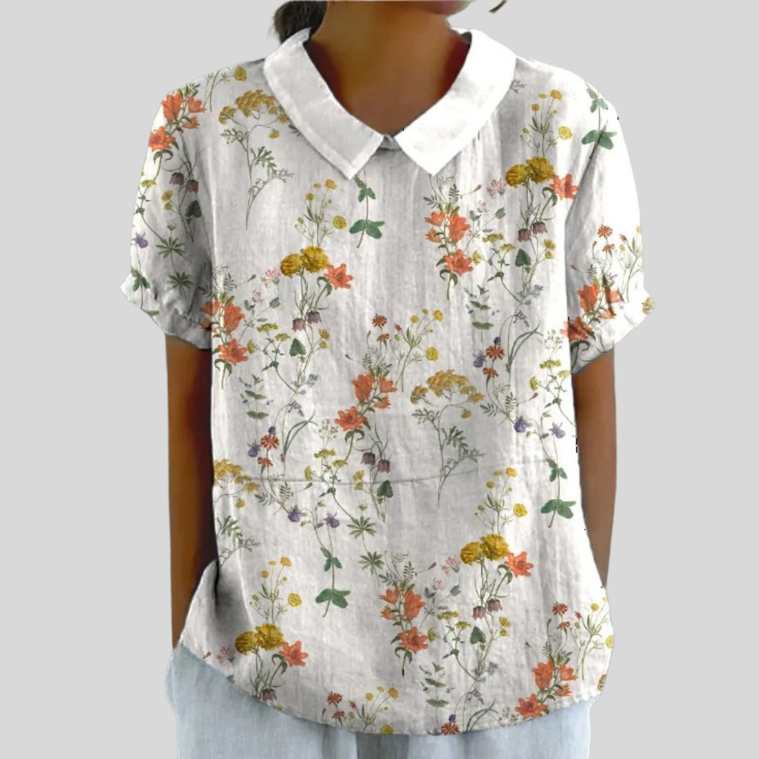 Everdine | Bloemenprint Blouse met Kraag