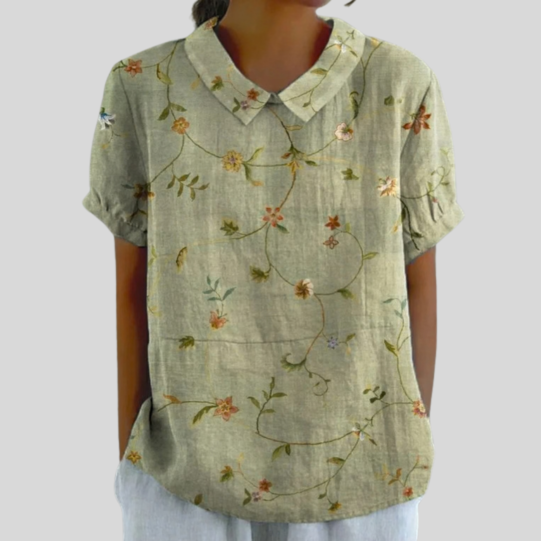 Jantine | Bloemige Blouse met Kraag