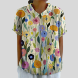 Geertje | Bloemrijke Blouse met Kraag
