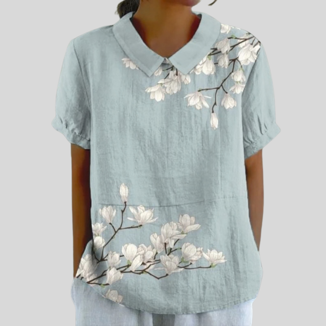 Annemarie | Bloemige Blouse met Kraag