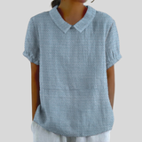 Antje | Fijn Gestructureerde Blouse met Kraag