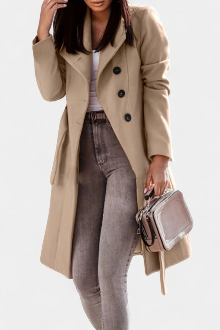 Diewertje | Getailleerde Lange Trenchcoat met Ceintuur