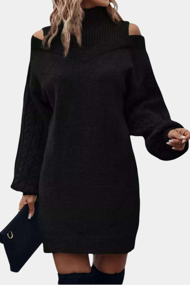 Mariëtte | Elegante Cold-Shoulder Trui-jurk met Col