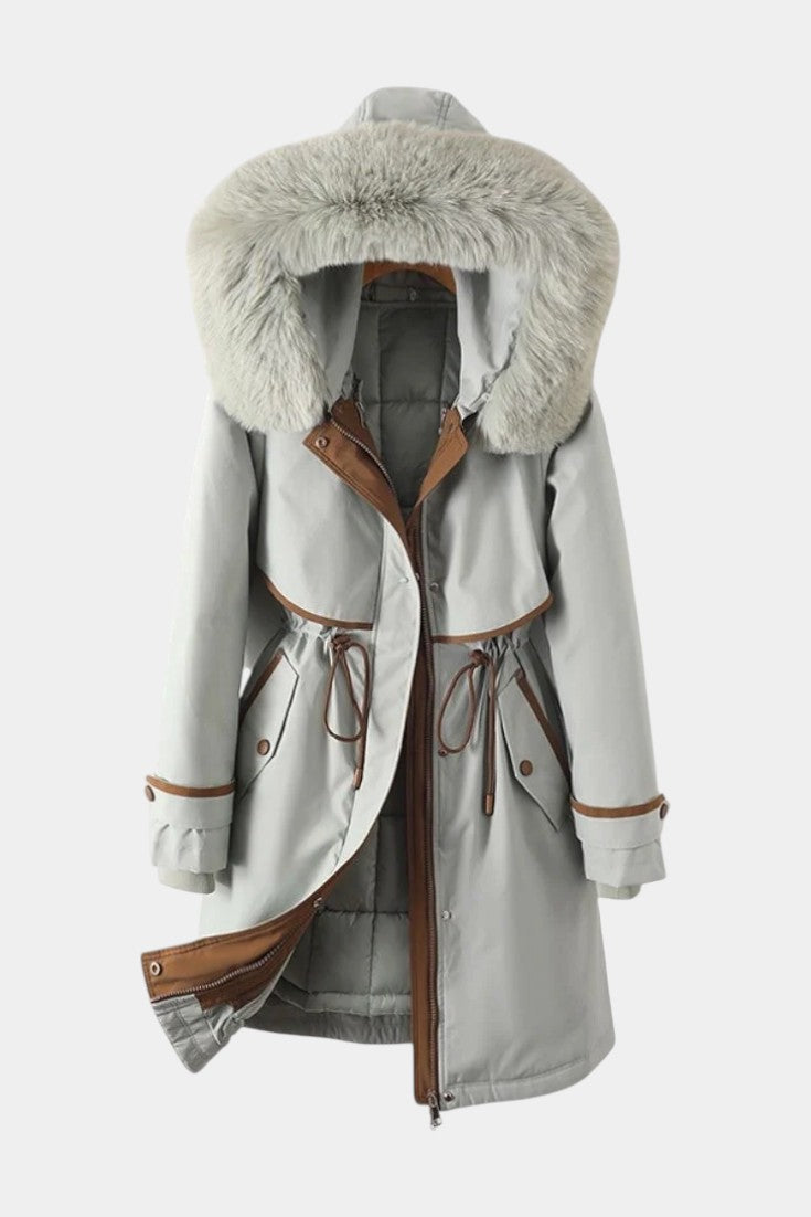 Sanneke | Warme Lange Parka met Zachte Kraag