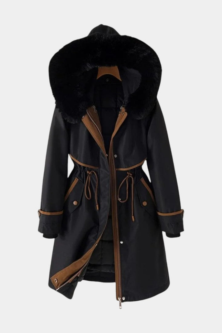 Sanneke | Warme Lange Parka met Zachte Kraag