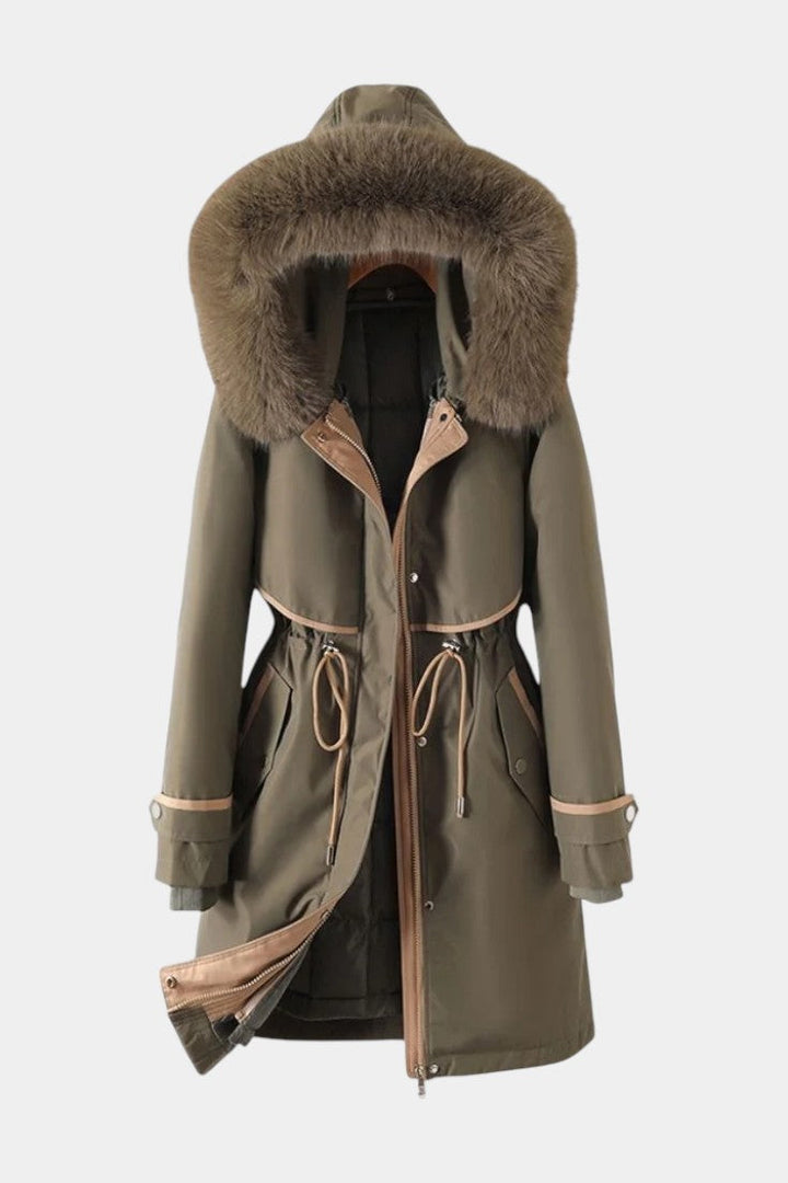 Sanneke | Warme Lange Parka met Zachte Kraag