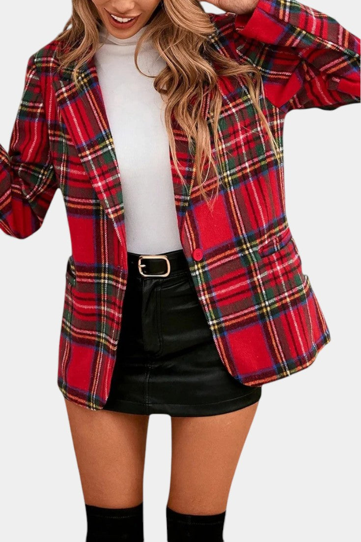 Suze | Geruite Blazer met Reverskraag