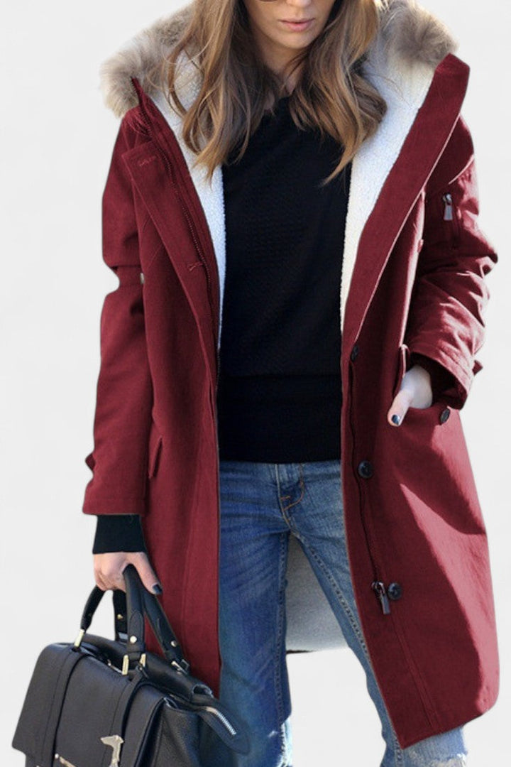 Loes | Warme Halflange Parka met Capuchon