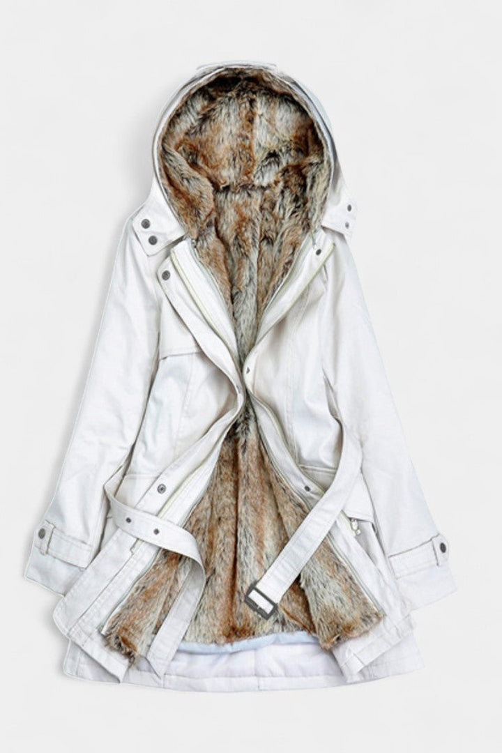 Marit | Warme Lange Parka met Ceintuur
