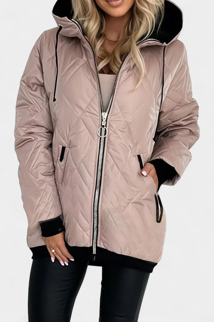 Doret | Lange Parka met Capuchon en Hoge Kraag