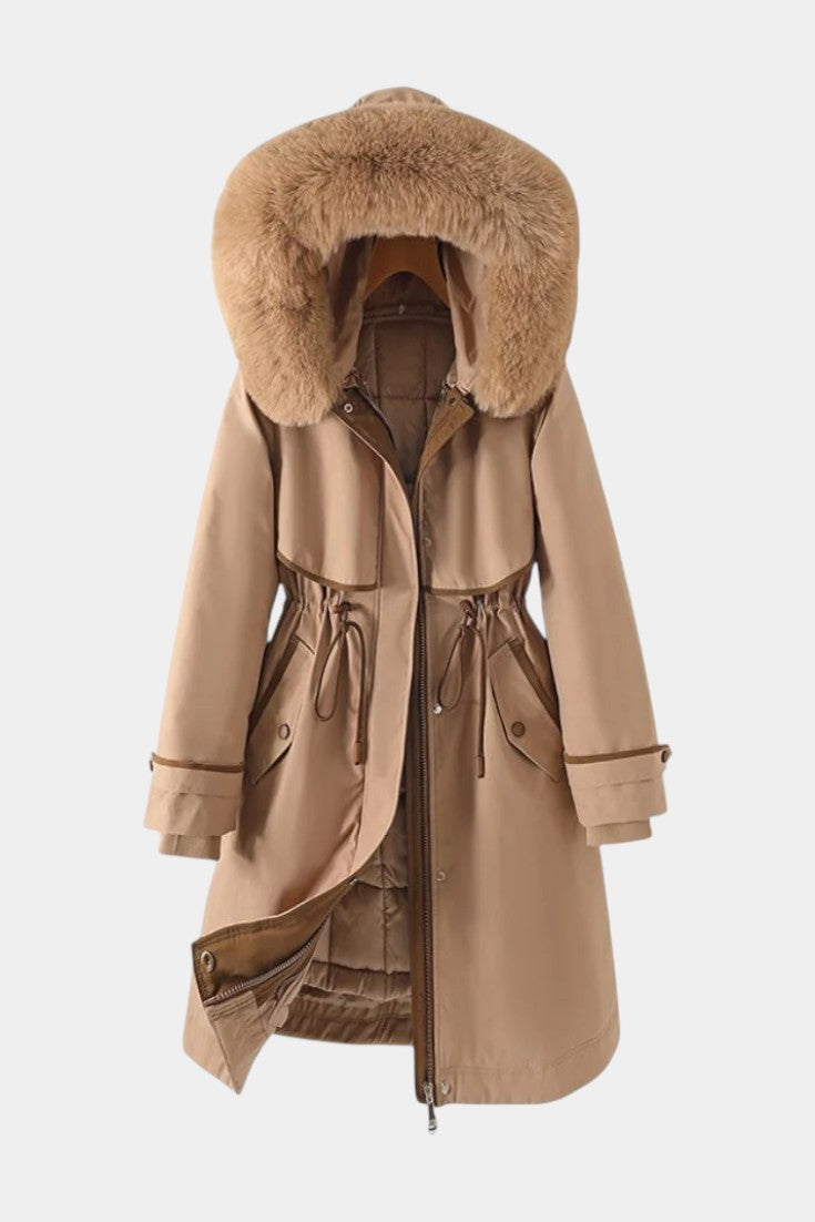 Sanneke | Warme Lange Parka met Zachte Kraag
