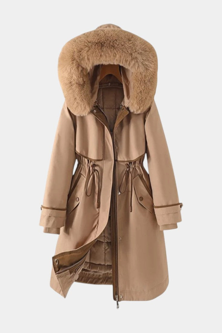 Sanneke | Warme Lange Parka met Zachte Kraag