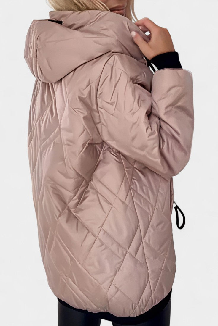 Doret | Lange Parka met Capuchon en Hoge Kraag