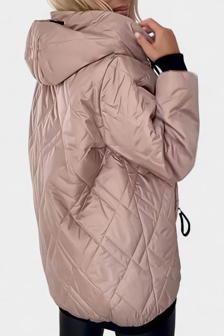 Doret | Lange Parka met Capuchon en Hoge Kraag