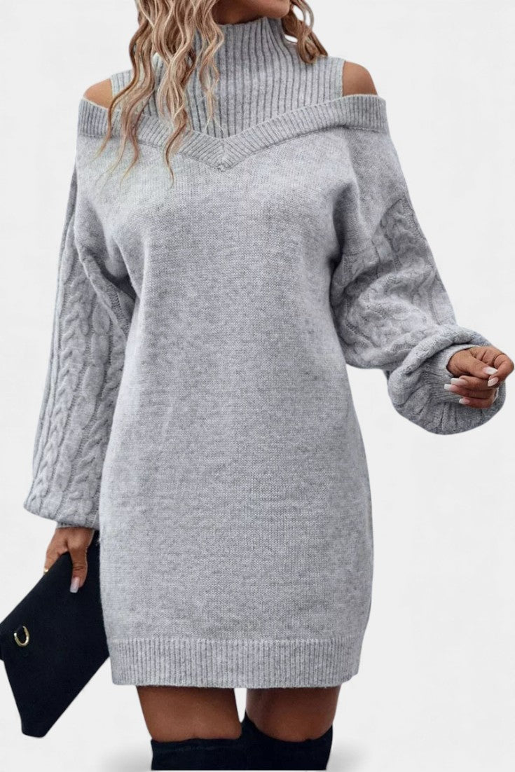 Mariëtte | Elegante Cold-Shoulder Trui-jurk met Col