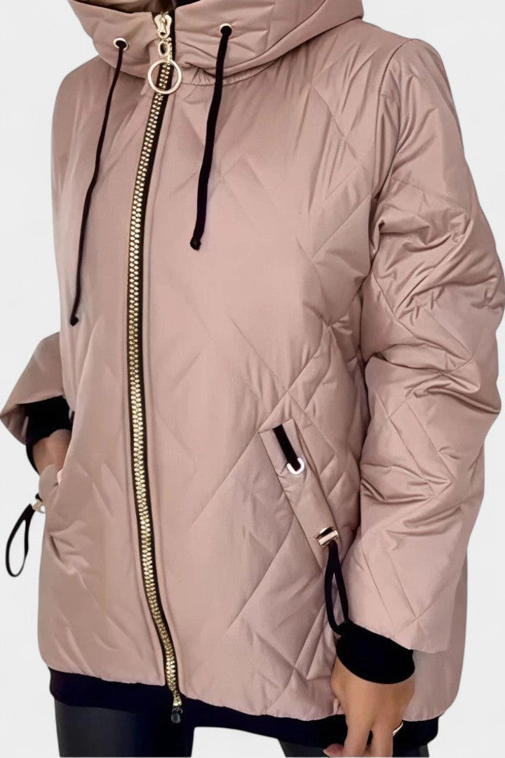 Doret | Lange Parka met Capuchon en Hoge Kraag
