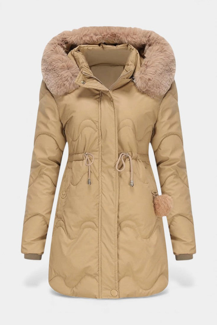 Bregje | Warm Gevoerde Winterparka met Bontkraag