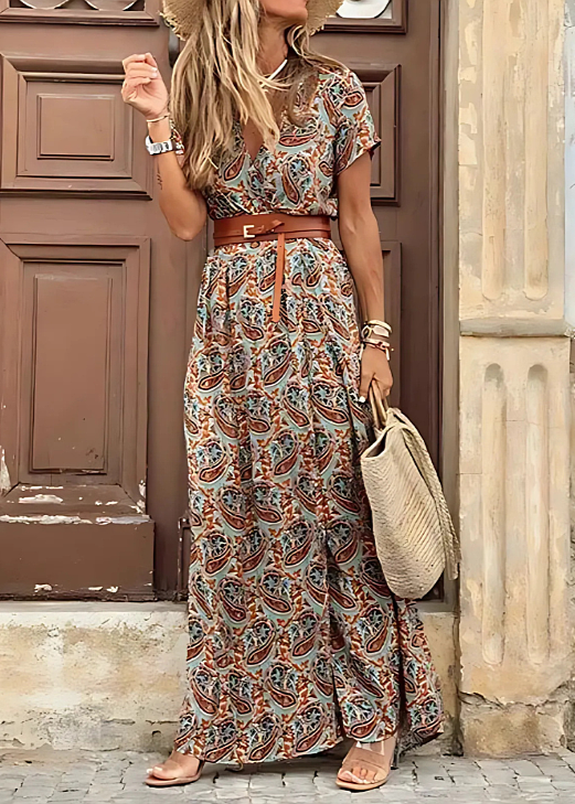 Jildou | Bloemenprint Maxi-jurk met Tailleriem