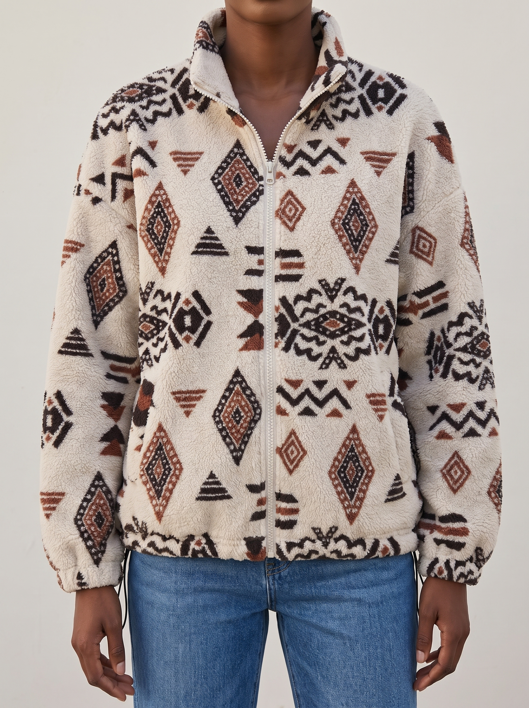 Sandra | Warme Bomber met Etnische Print