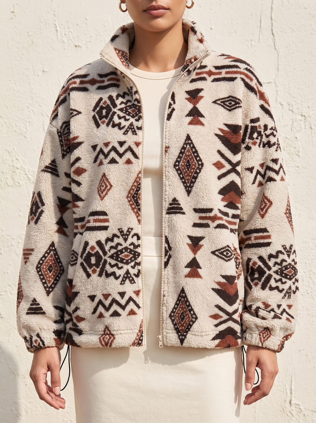 Sandra | Warme Bomber met Etnische Print