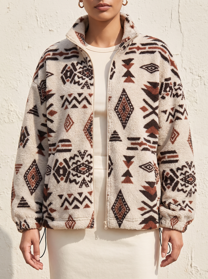 Sandra | Warme Bomber met Etnische Print