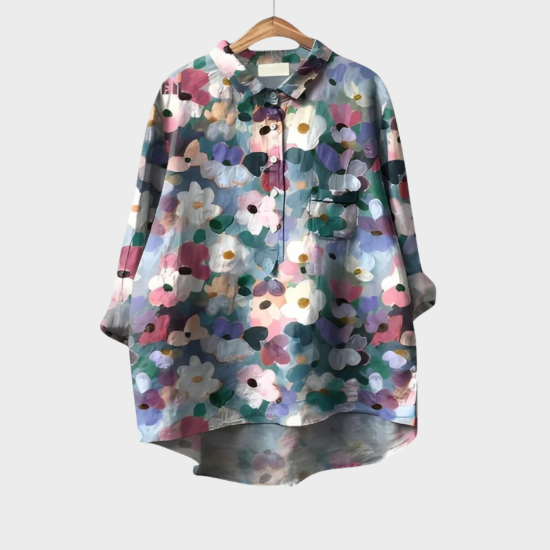Doortje | Bloemige Blouse met Knoopsluiting