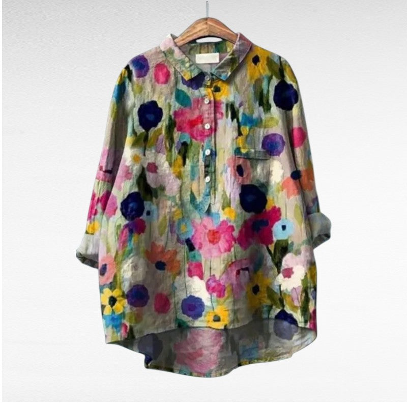 Jacoba | Bloemrijke Blouse met Kraag