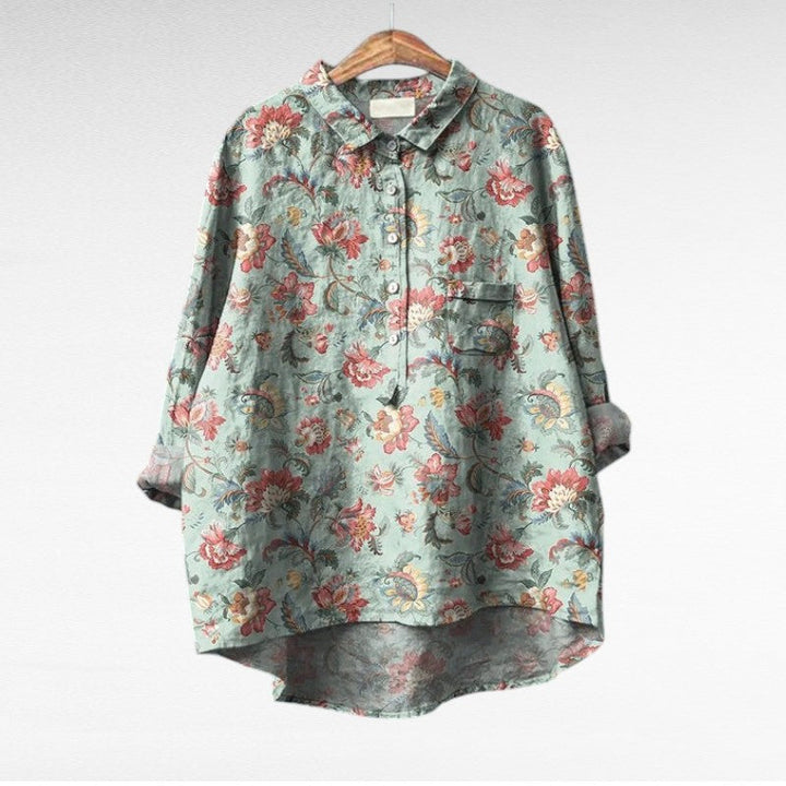 Jacoba | Bloemrijke Blouse met Kraag