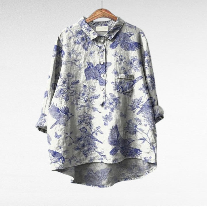 Jacoba | Bloemrijke Blouse met Kraag