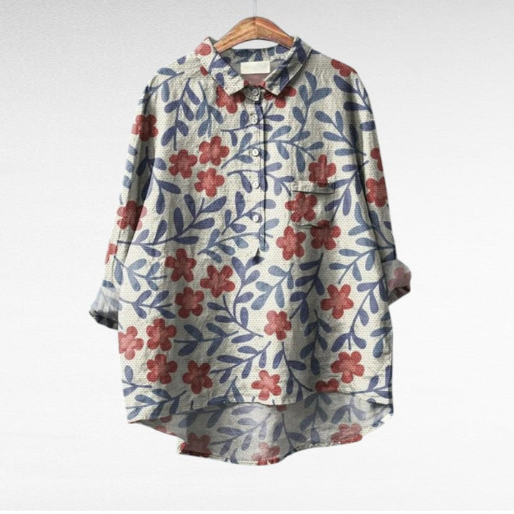 Jacoba | Bloemrijke Blouse met Kraag
