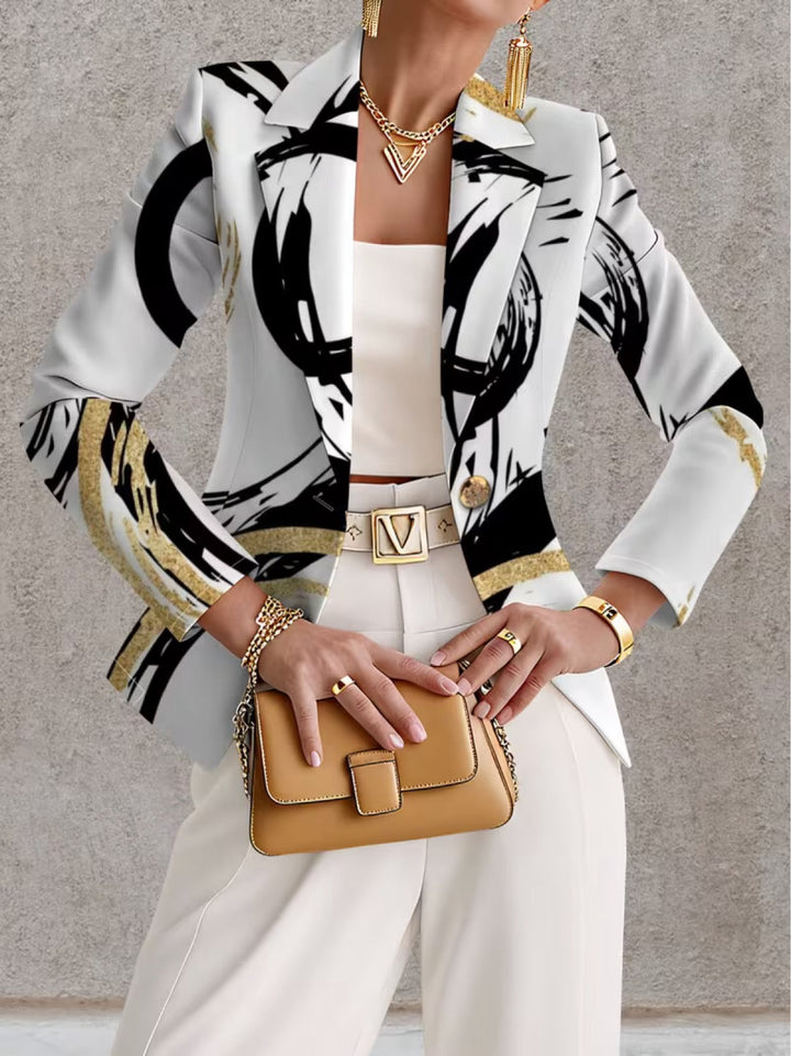Fardau | Elegante Blazer met Penseelstreekprint