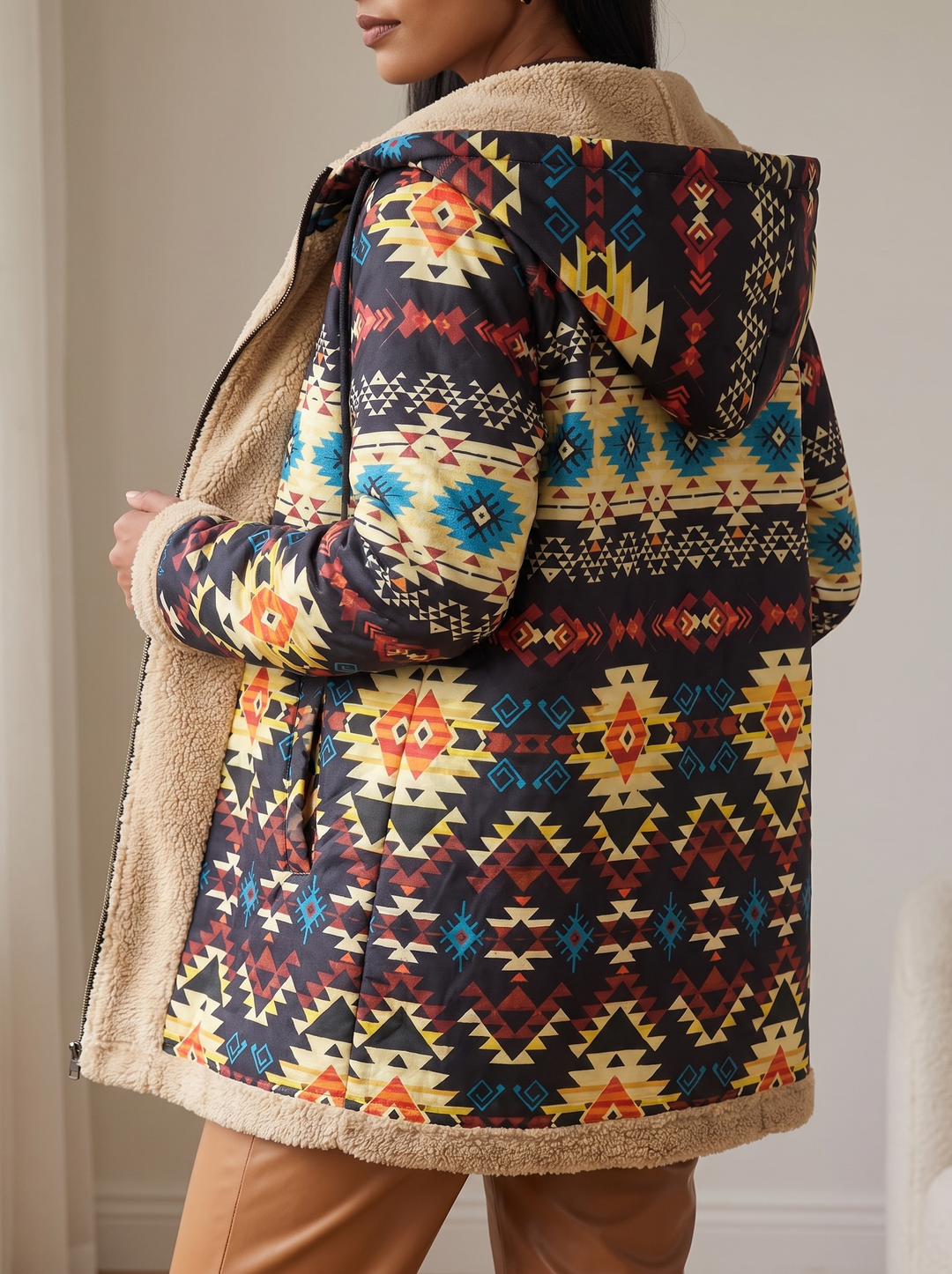 Albertje | Gevoerde Aztec Jas met Capuchon