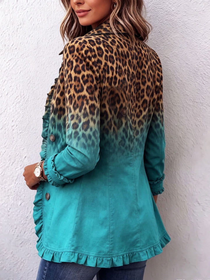 Cato | Sierlijke Ruche Blazer met Ombré-print