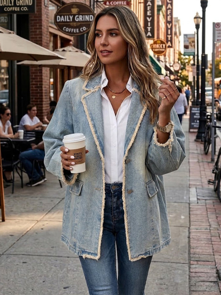 Josefien | Ruimvallende Blazer met Ruwe Randen