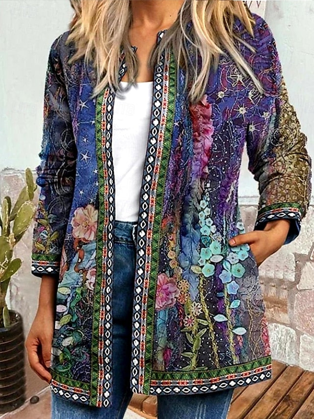 Femmie | Gewatteerde Bloemenjas met Patchwork