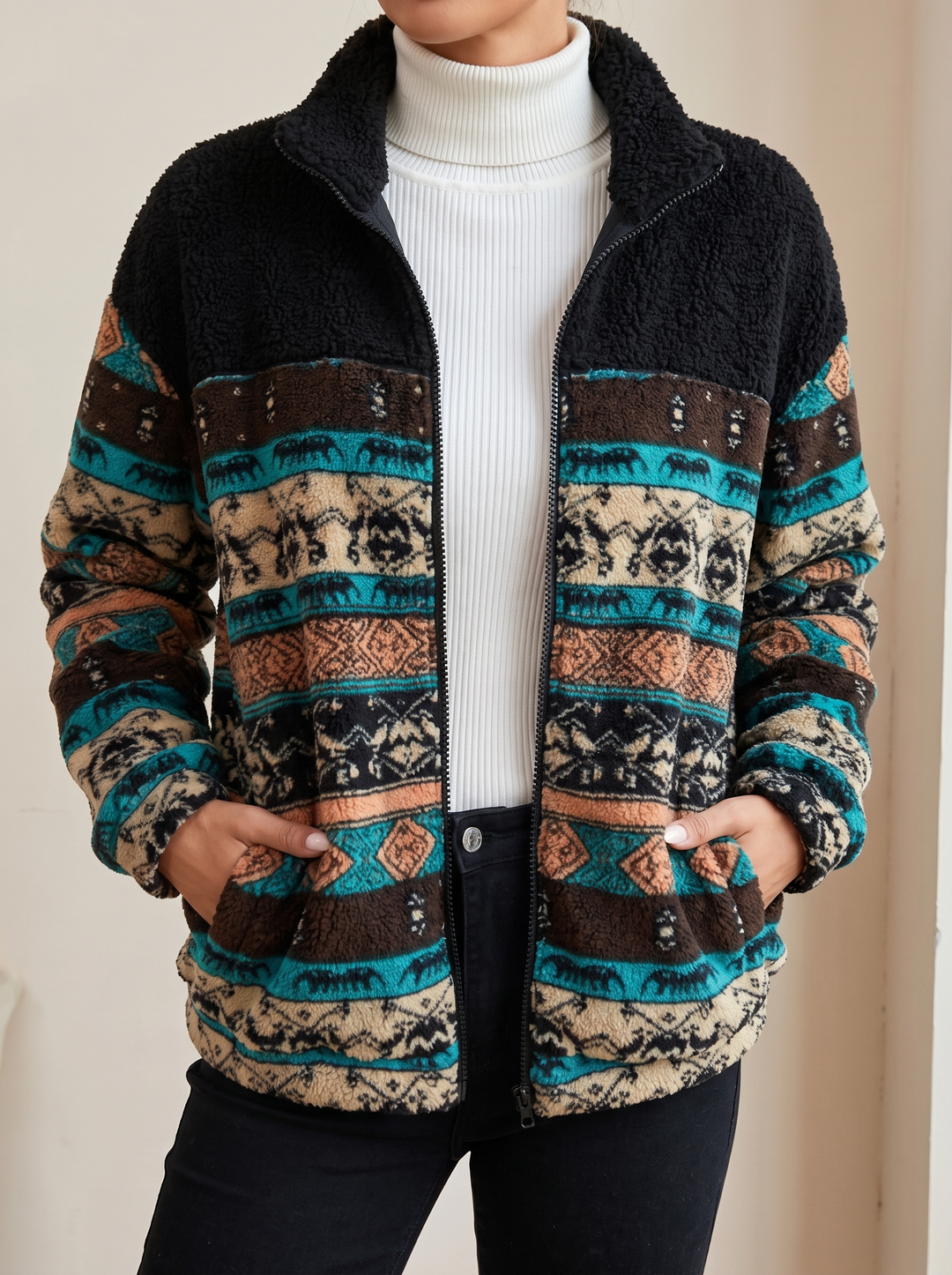 Renate | Warme Azteekprint Jas