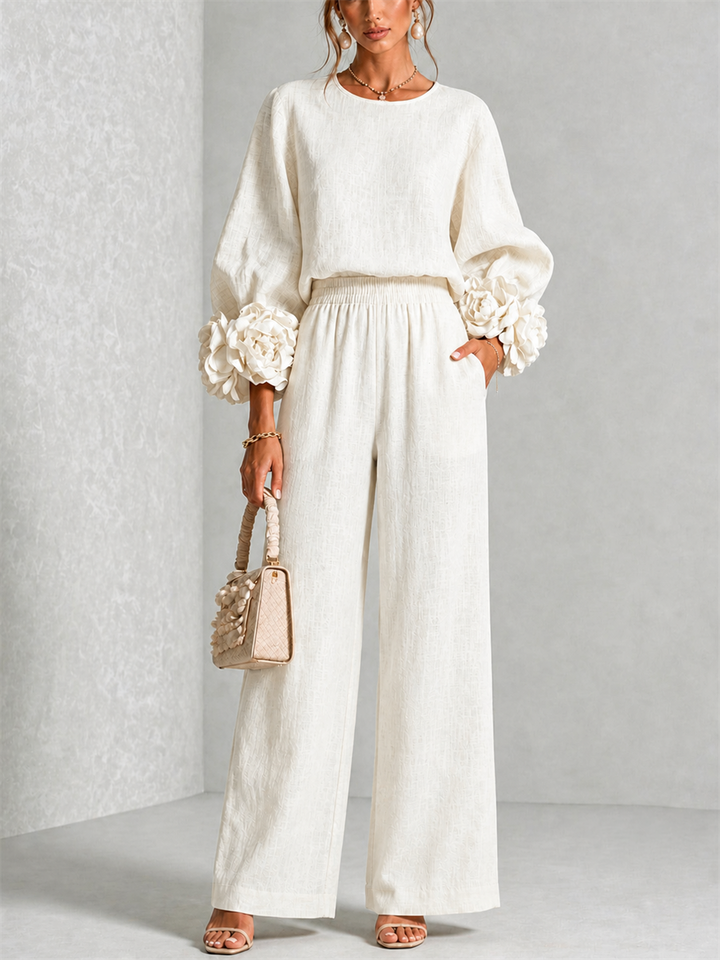 Lena | Elegante Tweedelige Set met Bloemdetail