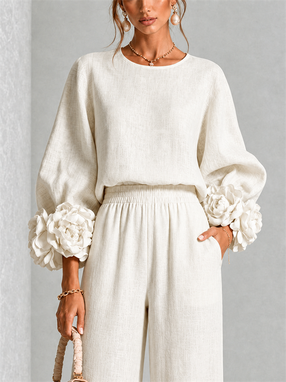Lena | Elegante Tweedelige Set met Bloemdetail