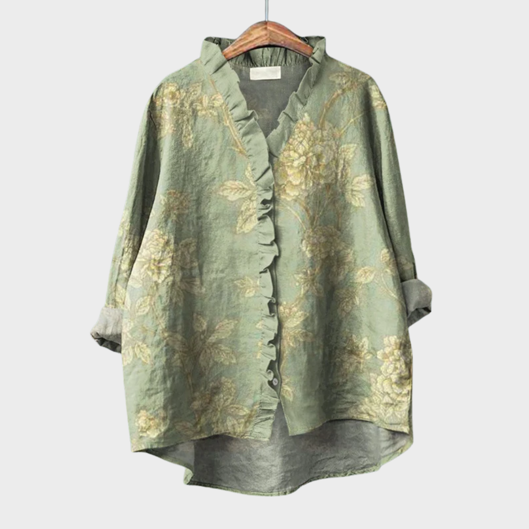 Mathilde | Bloemenprint Ruche Blouse