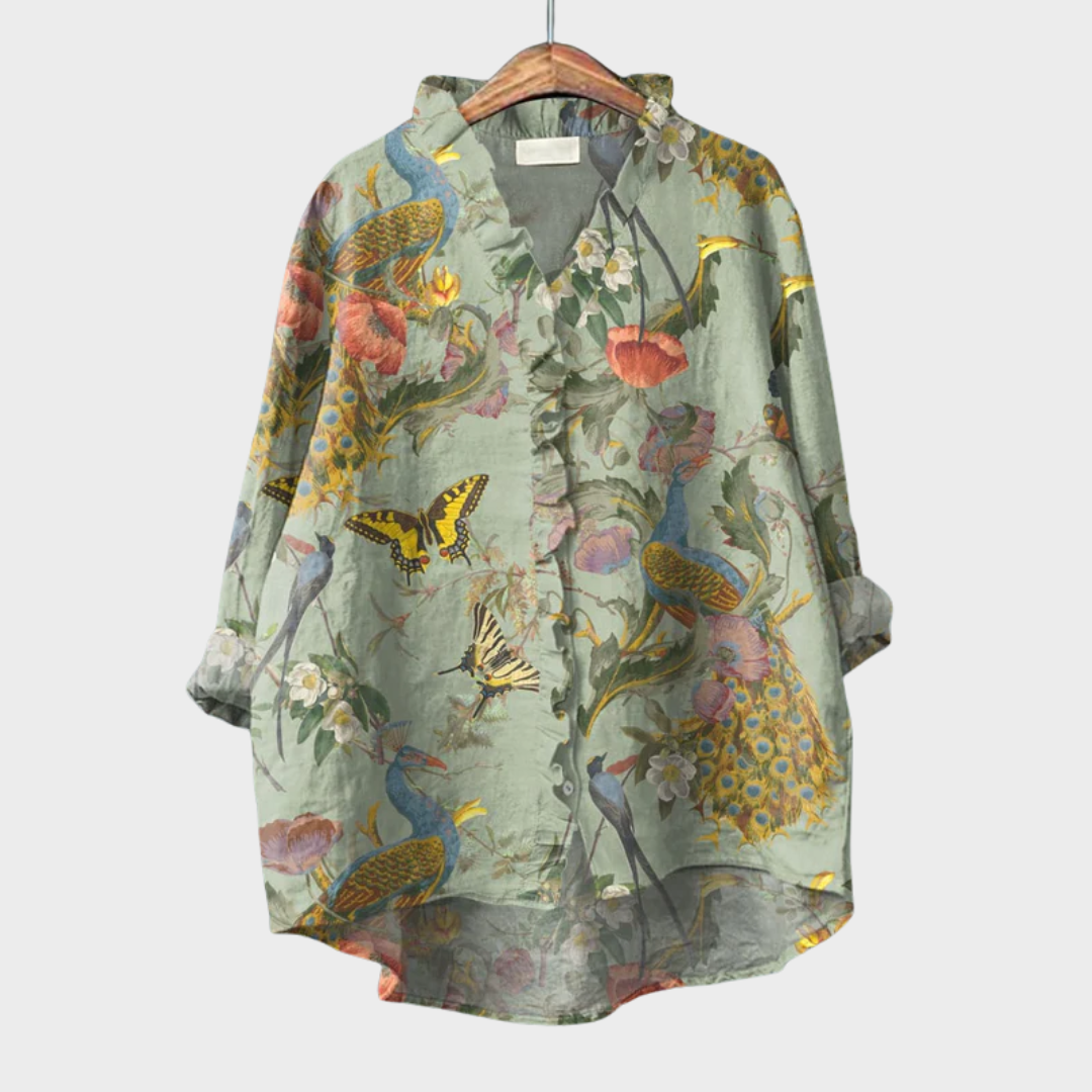 Hendrika | Bloemenprint Ruche Blouse