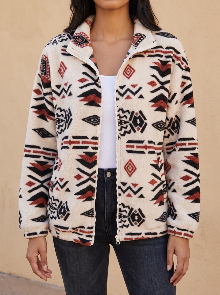 Puck | Warme Ritsjack met Aztekenprint