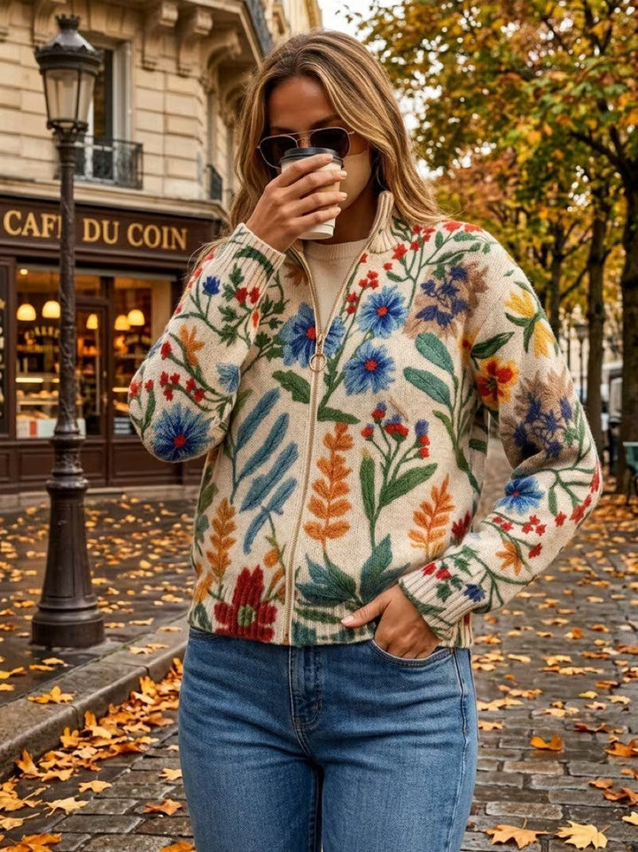 Jannetje | Bloemrijk Vest met Rits